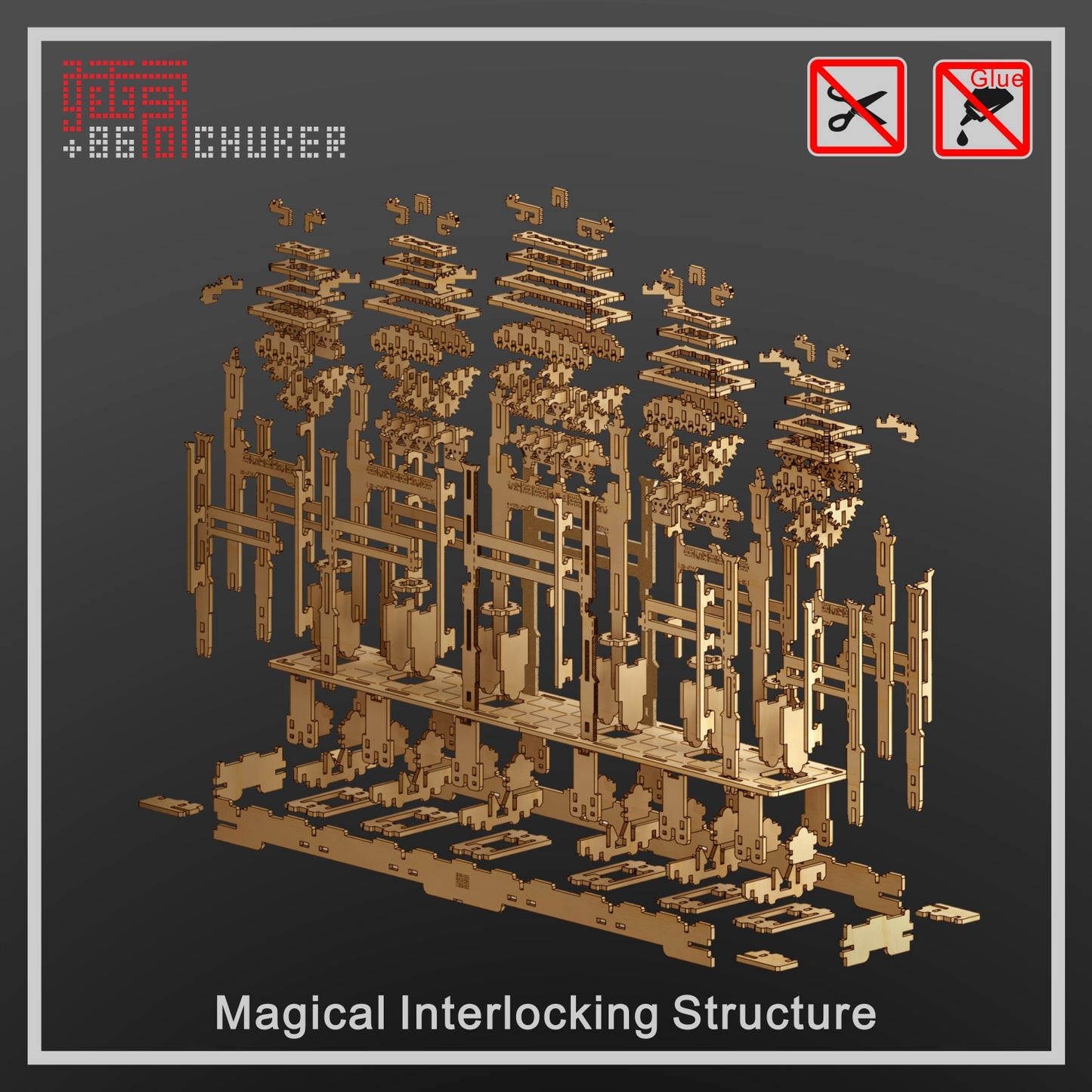 CHUKER 3D Wooden Puzzle, DIY Building Model Kits, Educational Toy Gifts, Chinese Archway