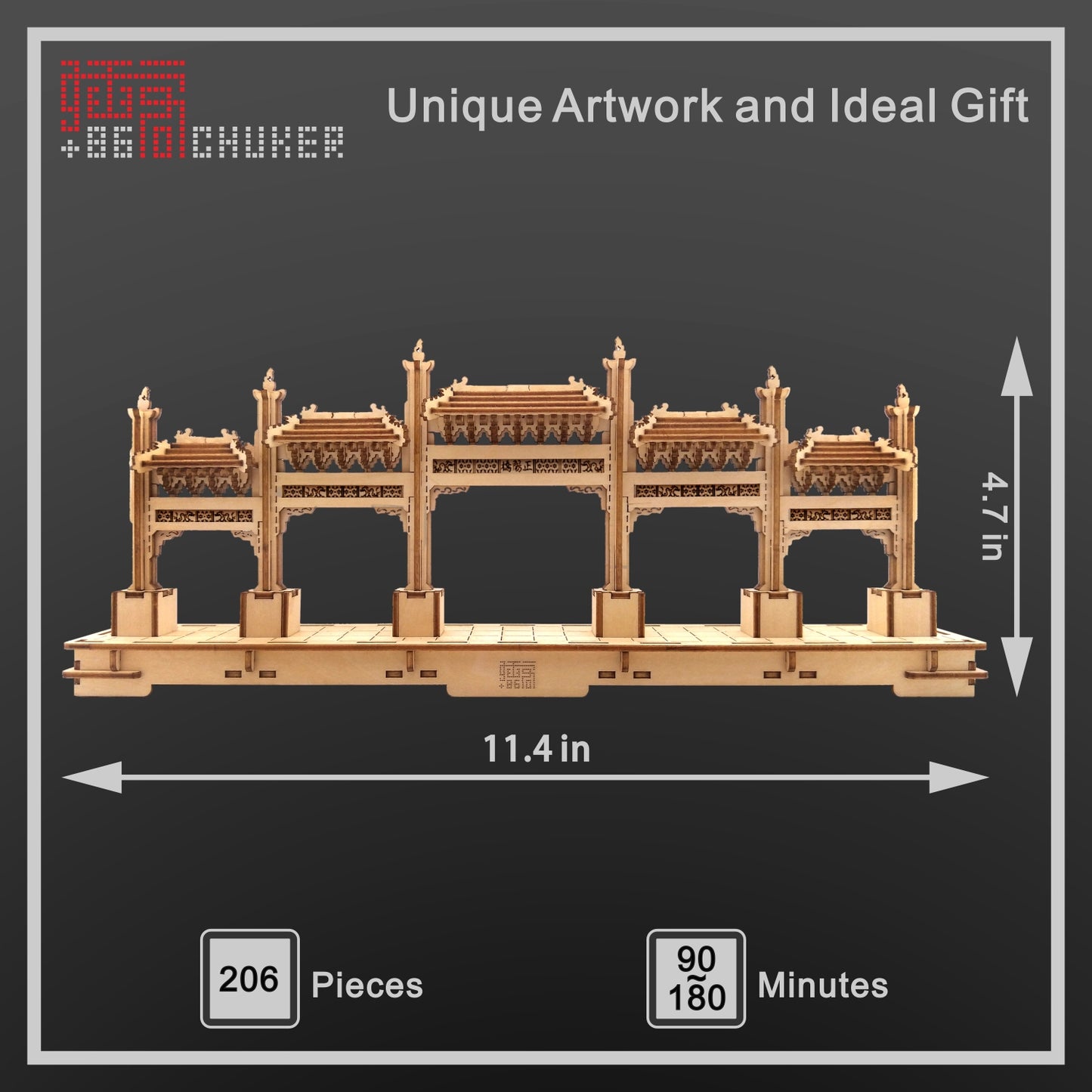 CHUKER 3D Wooden Puzzle, DIY Building Model Kits, Educational Toy Gifts, Chinese Archway