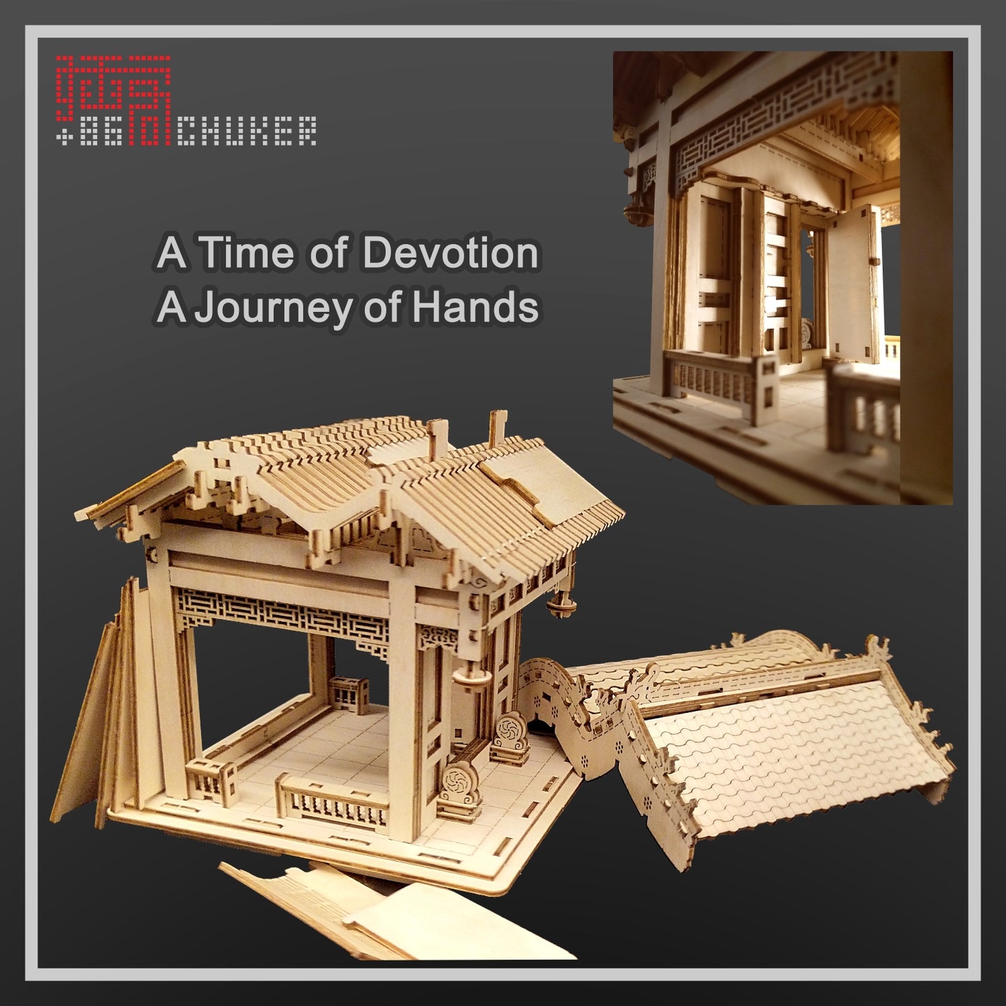 CHUKER 3D Puzzle, Wooden Model Kits for Adults, DIY Craft Toys Gifts, Festoon Gate of China Architecture