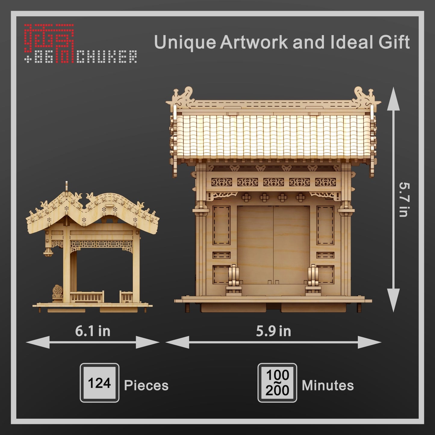 CHUKER 3D Puzzle, Wooden Model Kits for Adults, DIY Craft Toys Gifts, Festoon Gate of China Architecture