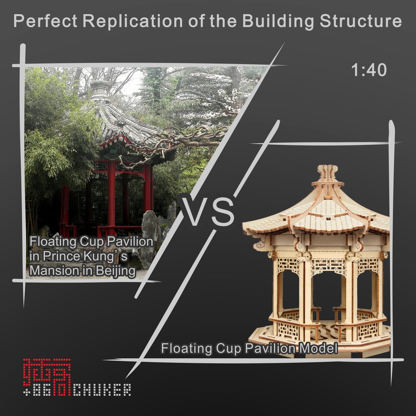 Wooden Model Kits for Adults 3D Wooden Puzzle 97 Pcs Advanced Model Kits Architectural Wooden Puzzles Sets Pavilion of Chinese Architecture