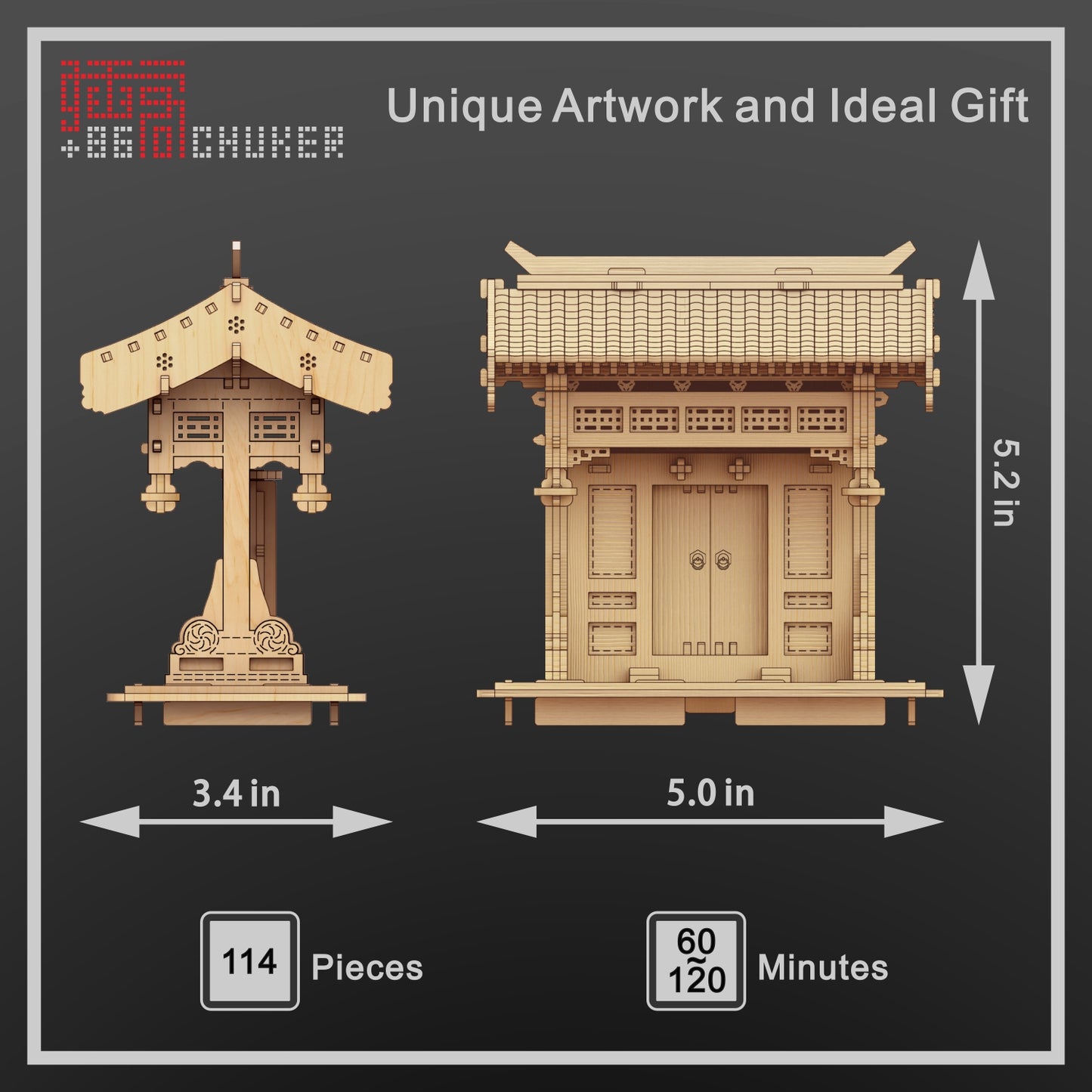 CHUKER Architecture Models for Adults 3D Puzzle Chinese Wooden Building Blocks Kits 114 Pieces