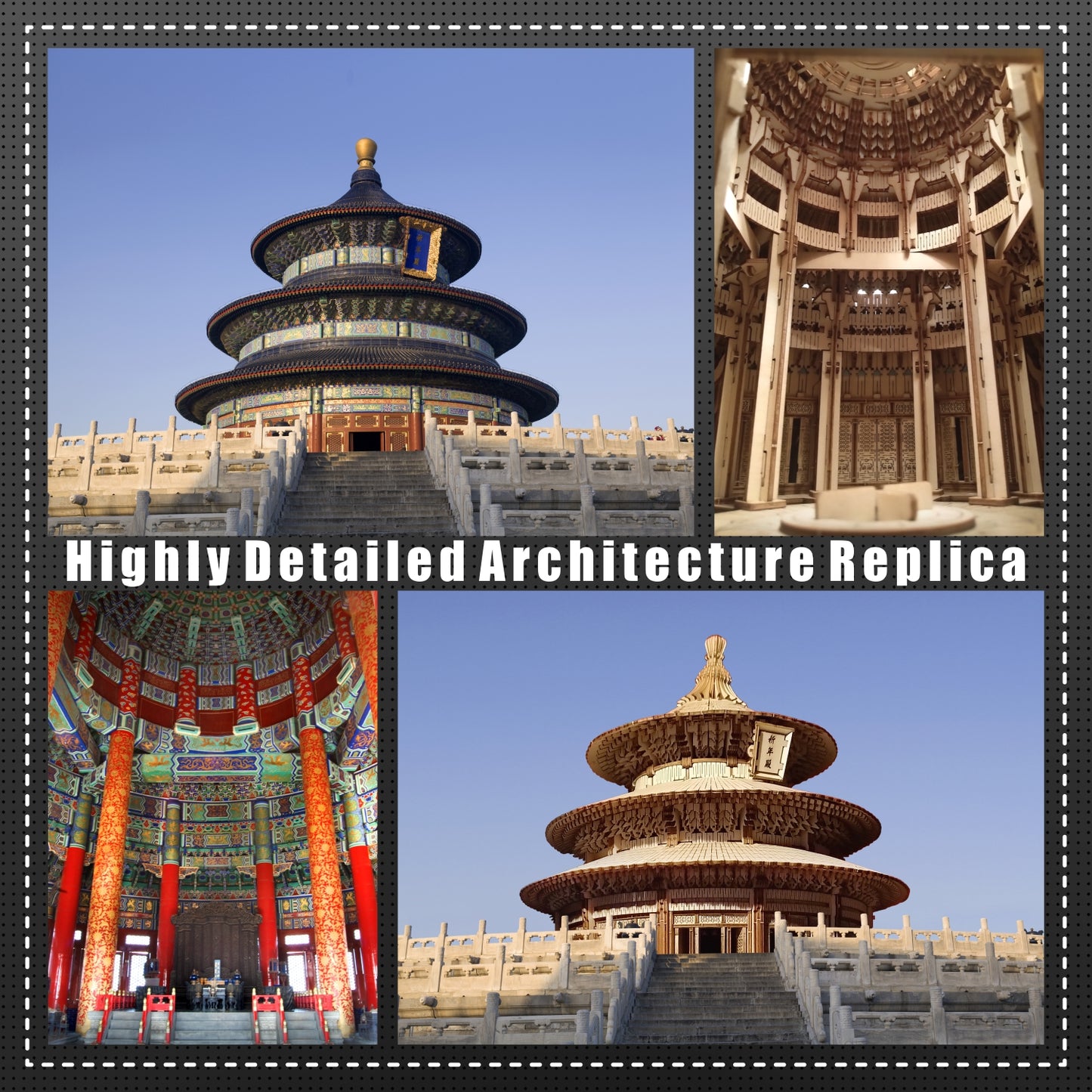 CHUKER Big Architecture Model Kit for Adults, Highly Skillful 3D Wooden Puzzle DIY Gift with Lights, Temple of Heaven (1634 Pieces)